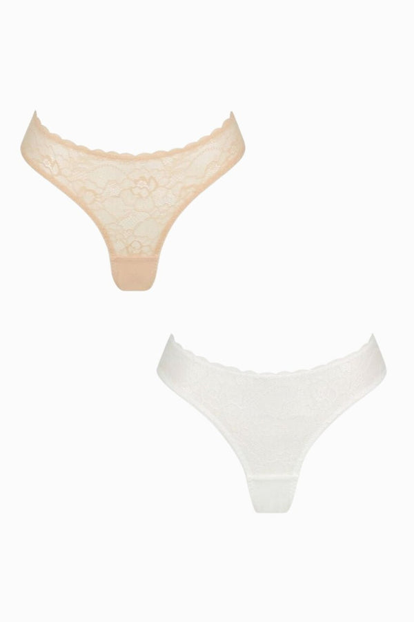 Maverick Brief 2 Pack Fawn White Underwear - Kat the Label Lingerie Australia