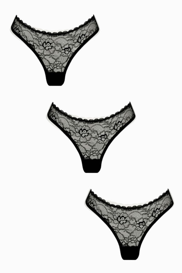 Maverick Brief Trio Black Underwear - Kat the Label Lingerie Australia