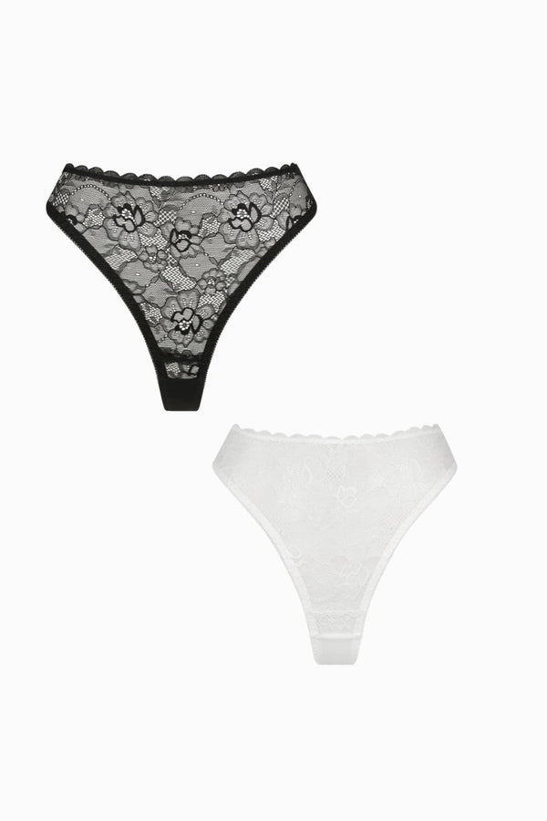 Maverick High Waist Black White 2 Pack Underwear - Kat the Label Lingerie Australia