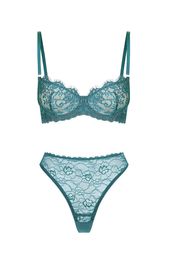 Maverick High Waist Set Emerald Underwire - Kat the Label Lingerie Australia