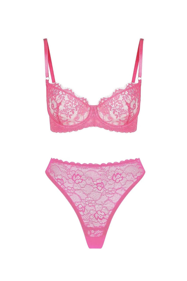 Maverick High Waist Set Fuchsia Underwire - Kat the Label Lingerie Australia