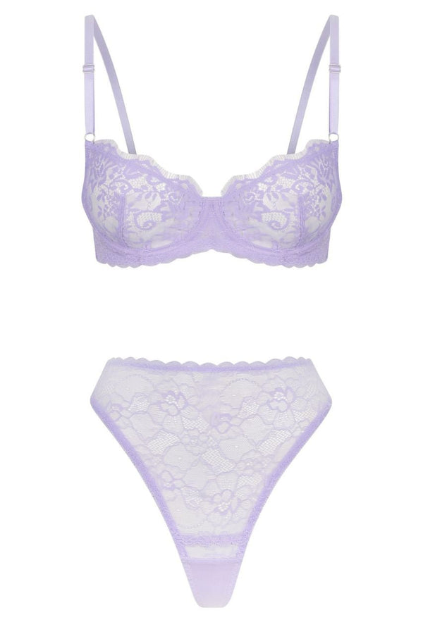 Maverick High Waist Set Lilac Underwire - Kat the Label Lingerie Australia