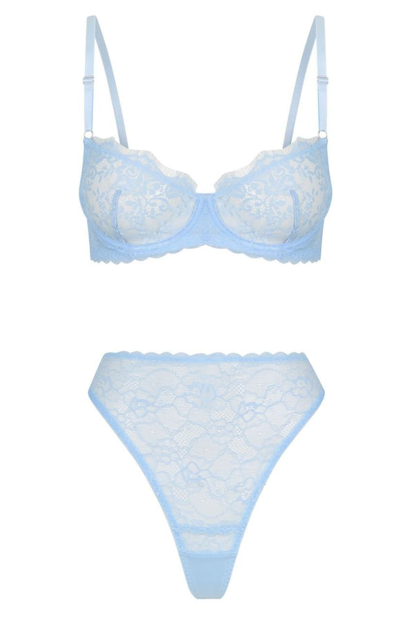 Maverick High Waist Set Sky Underwire - Kat the Label Lingerie Australia