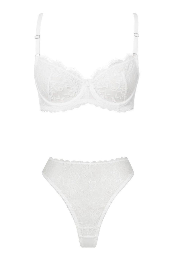 Maverick High Waist Set White Underwire - Kat the Label Lingerie Australia