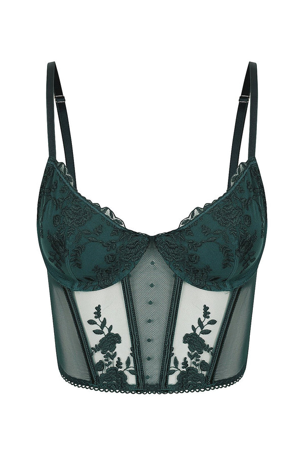 Nicolette Bustier Emerald Underwire - Kat the Label Lingerie Australia