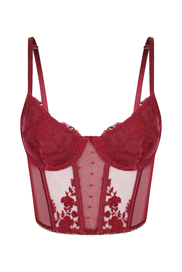 Nicolette Bustier Red Underwire - Kat the Label Lingerie Australia