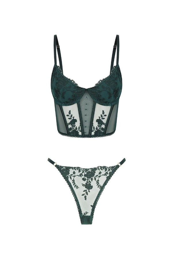 Nicolette Bustier Set Emerald Underwire - Kat the Label Lingerie Australia