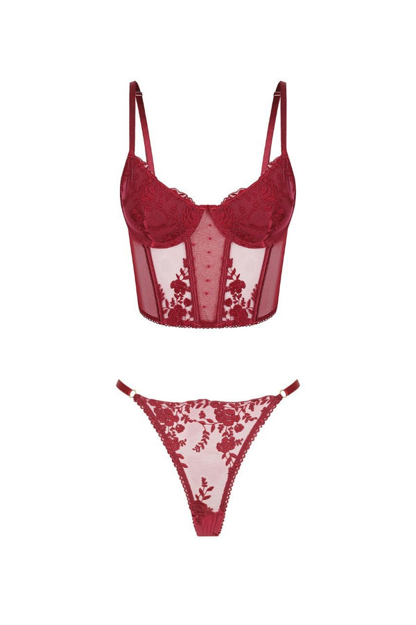 Nicolette Bustier Set Red Underwire - Kat the Label Lingerie Australia