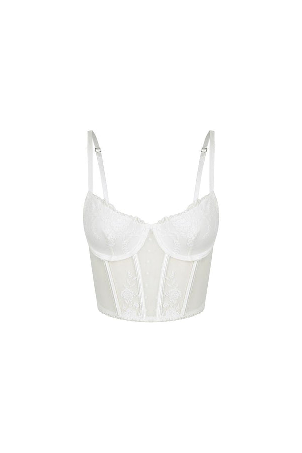 Nicolette Bustier Set White Underwire - Kat the Label Lingerie Australia