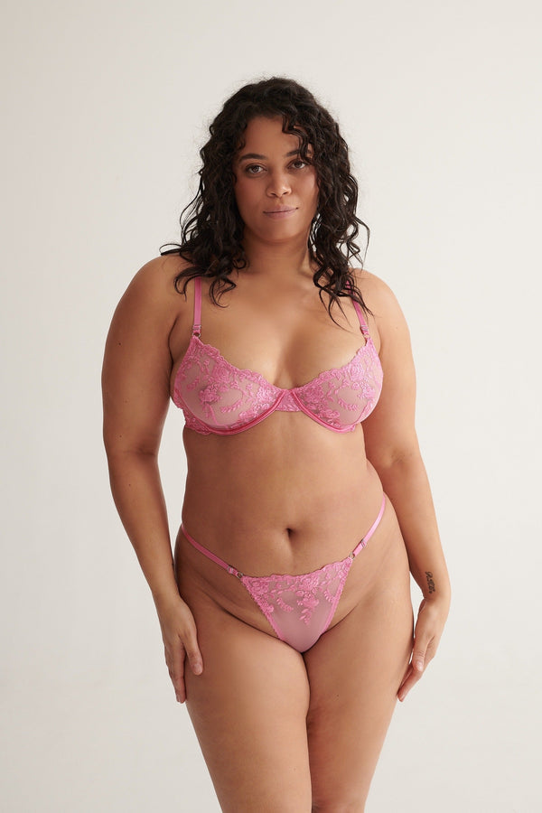 Nicolette Thong Pink Underwear - Kat the Label Lingerie Australia
