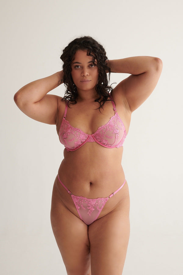 Nicolette Thong Pink Underwear - Kat the Label Lingerie Australia