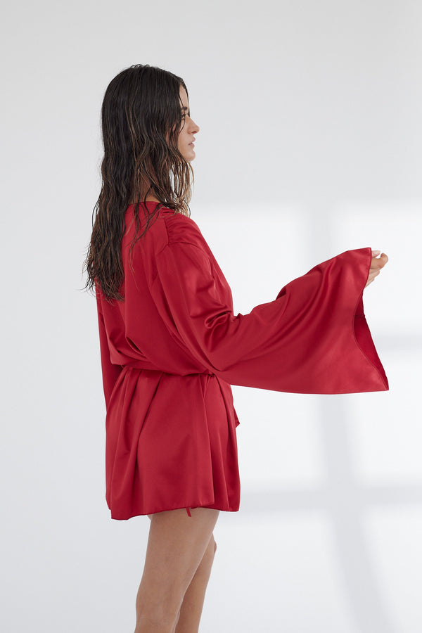 Poppy Robe Red Sleep - Kat the Label Lingerie Australia