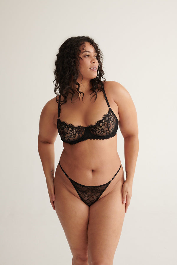 Rosie Thong Black Underwear - Kat the Label Lingerie Australia