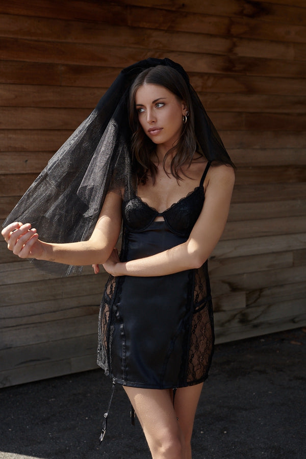 Vegas Veil Black Accessory - Kat the Label Lingerie Australia