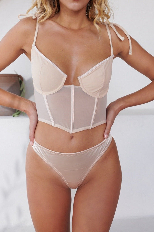 Vice Thong Almond Underwear - Kat the Label Lingerie Australia