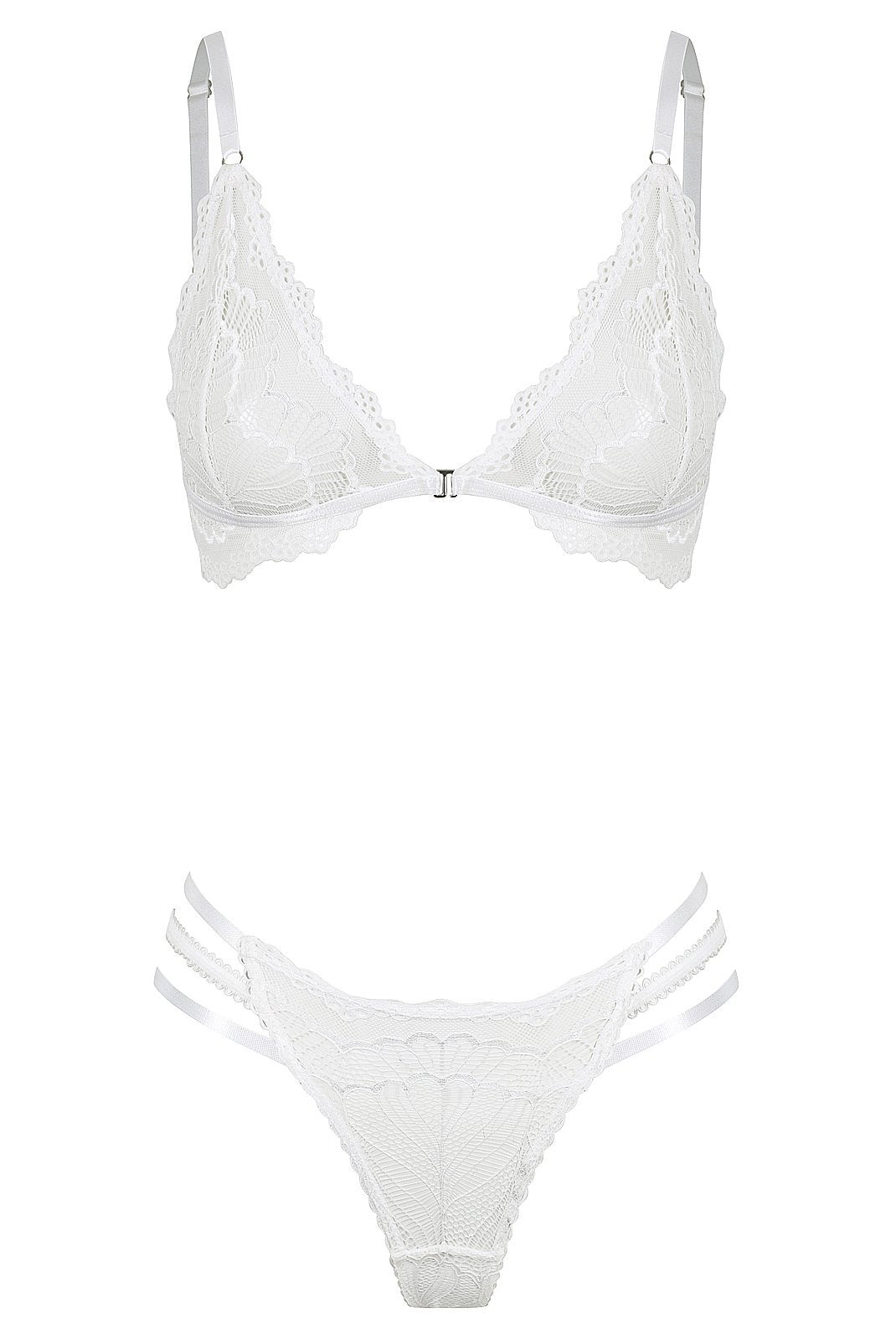Vienna Thong Set White Bralette - Kat the Label Lingerie Australia