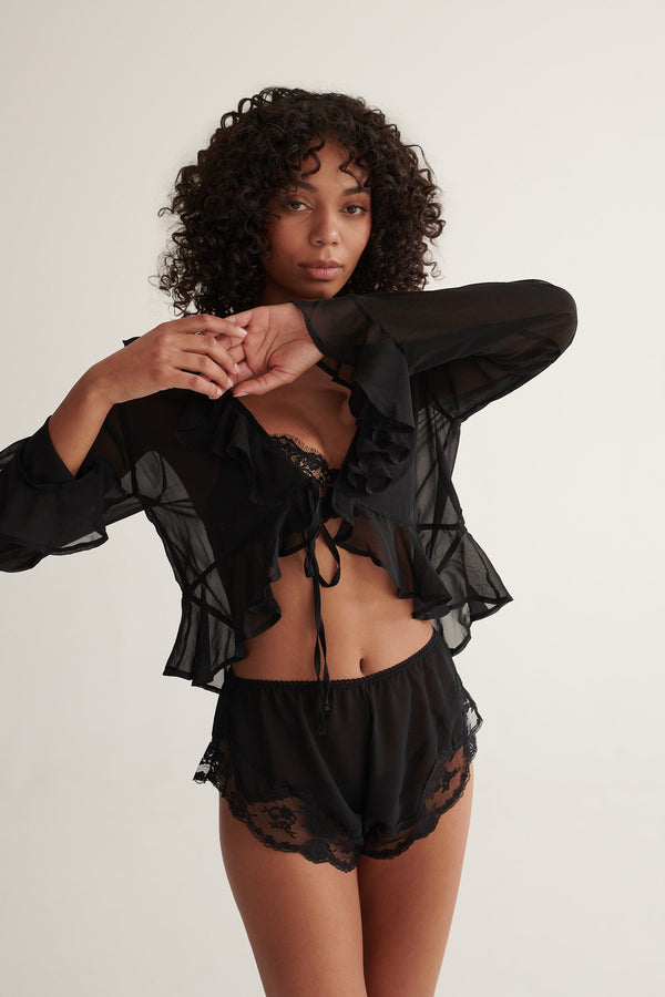 Winnie Short Set Black Sleep - Kat the Label Lingerie Australia