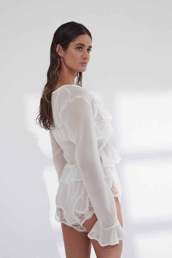 Winnie Short Set Ivory Sleep - Kat the Label Lingerie Australia