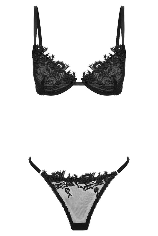 Zahra Set Black Underwire - Kat the Label Lingerie Australia