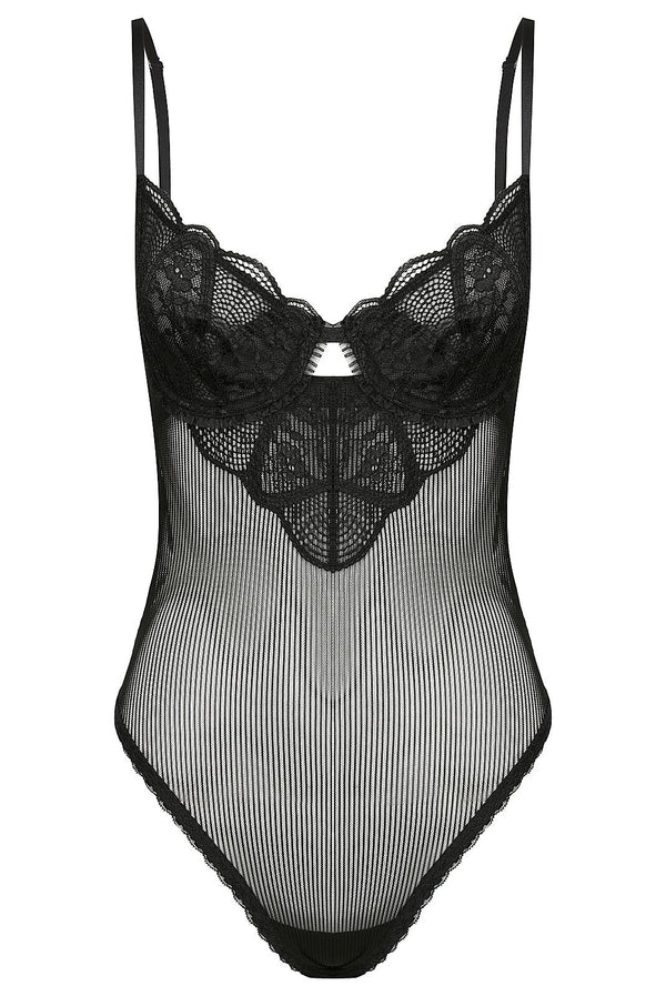 Zephyr Bodysuit Black Underwire - Kat the Label Lingerie Australia